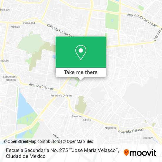 Mapa de Escuela Secundaria No. 275 ""José María Velasco""