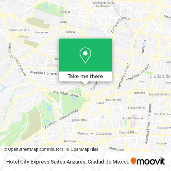 Hotel City Express Suites Anzures map
