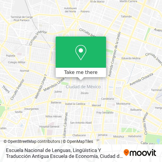 Escuela Nacional de Lenguas, Lingüística Y Traducción Antigua Escuela de Economía map