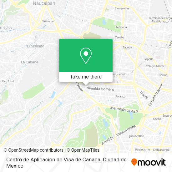 Centro de Aplicacion de Visa de Canada map