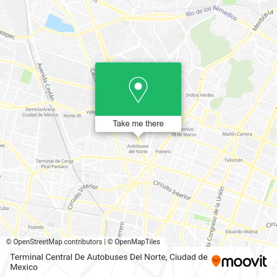 Mapa de Terminal Central De Autobuses Del Norte