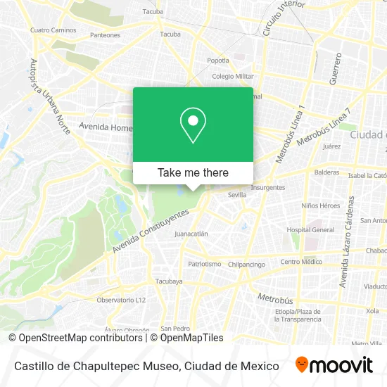Castillo de Chapultepec Museo map