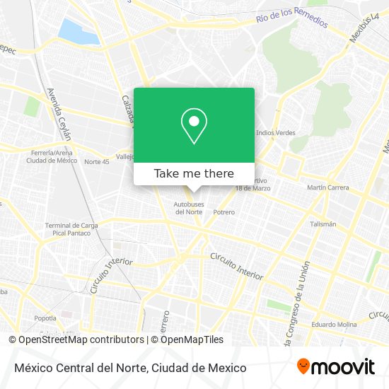 Mapa de México Central del Norte