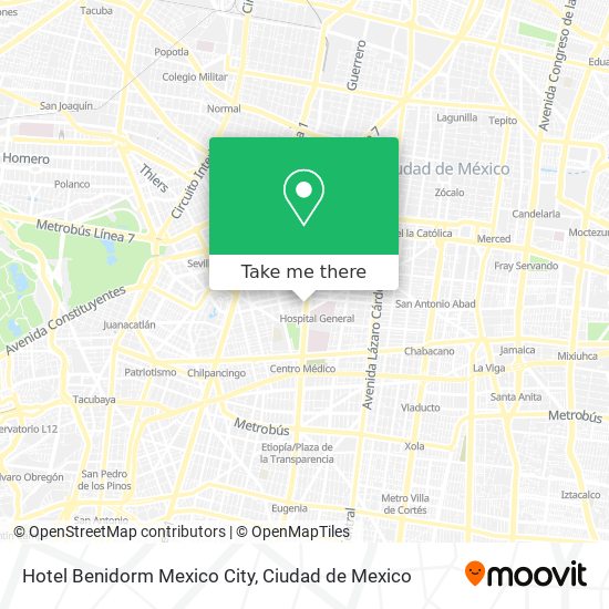 Hotel Benidorm Mexico City map