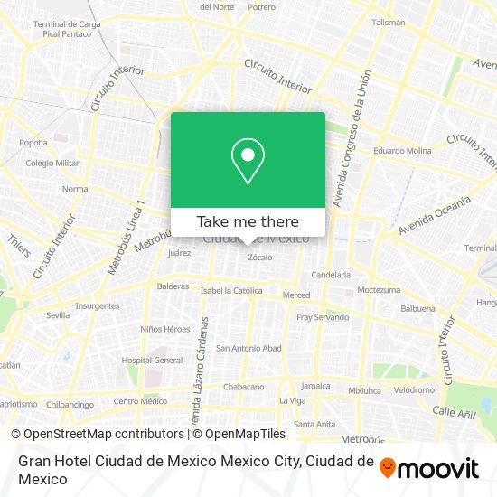 Gran Hotel Ciudad de Mexico Mexico City map