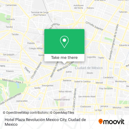 Hotel Plaza Revolución Mexico City map