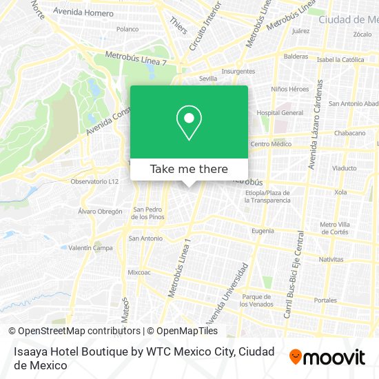 Isaaya Hotel Boutique by WTC Mexico City map