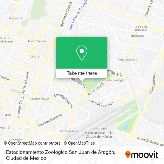 Estacionamiento Zoologico San Juan de Aragón map