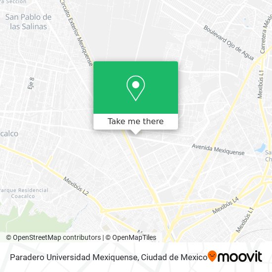 Paradero Universidad Mexiquense map