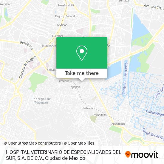 HOSPITAL VETERINARIO DE ESPECIALIDADES DEL SUR, S.A. DE C.V. map