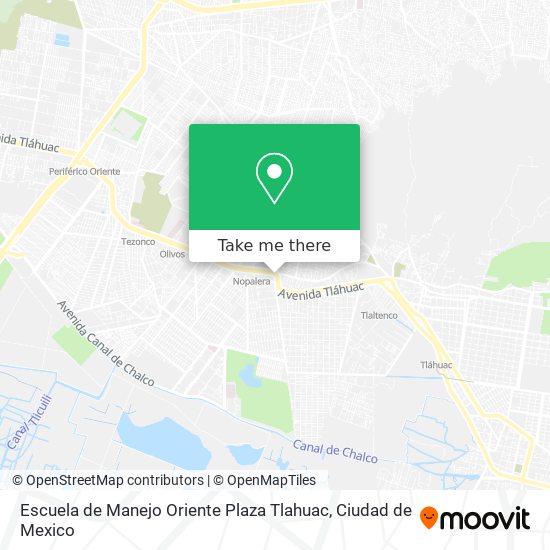 Mapa de Escuela de Manejo Oriente Plaza Tlahuac