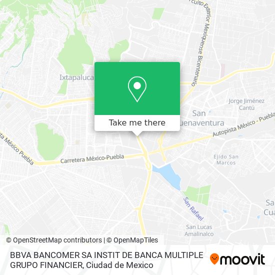 Mapa de BBVA BANCOMER SA INSTIT DE BANCA MULTIPLE GRUPO FINANCIER