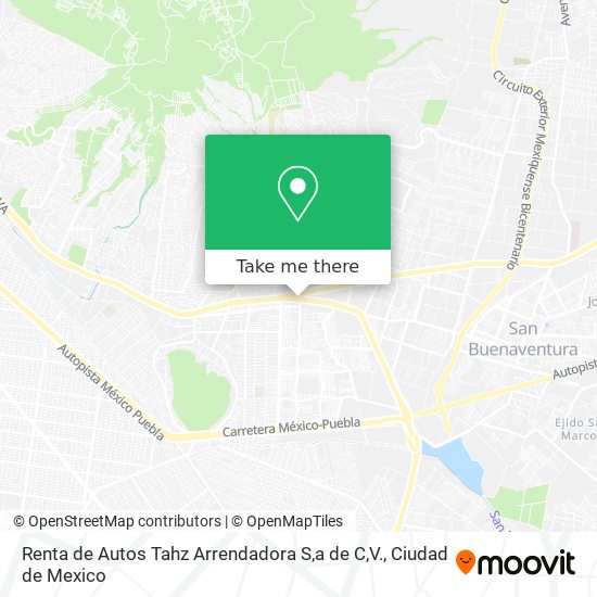 Mapa de Renta de Autos Tahz Arrendadora S,a de C,V.