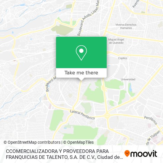 CCOMERCIALIZADORA Y PROVEEDORA PARA FRANQUICIAS DE TALENTO, S.A. DE C.V. map