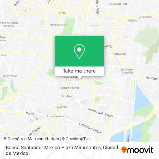 Banco Santander Mexico Plaza Miramontes map