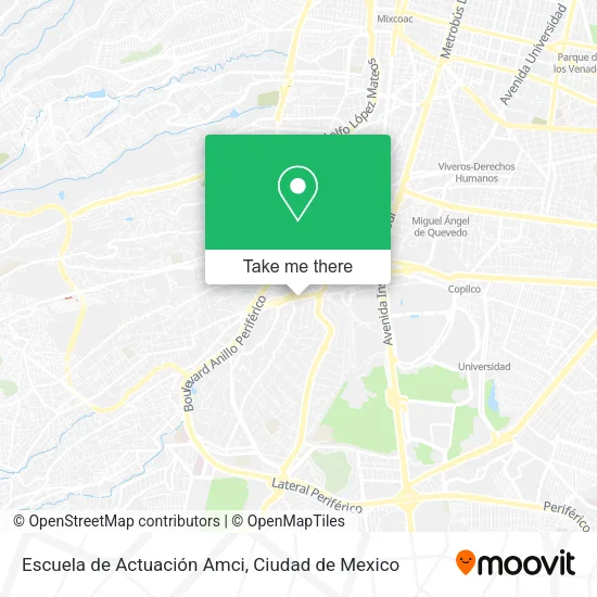 Escuela de Actuación Amci map