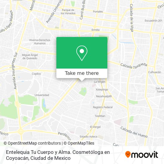 Mapa de Entelequia Tu Cuerpo y Alma. Cosmetóloga en Coyoacán