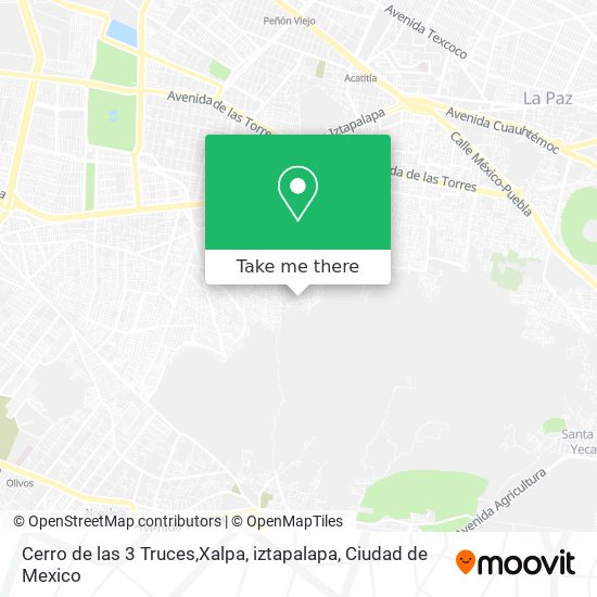 Cerro de las 3 Truces,Xalpa, iztapalapa map