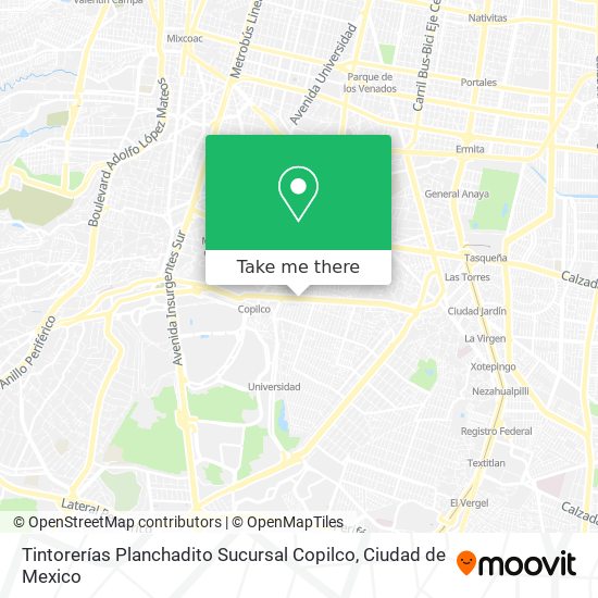 Tintorerías Planchadito Sucursal Copilco map