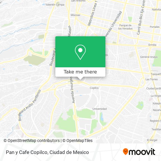 Mapa de Pan y Cafe Copilco