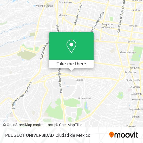 PEUGEOT UNIVERSIDAD map