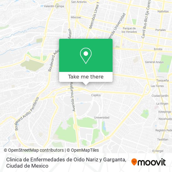 Clinica de Enfermedades de Oido Nariz y Garganta map