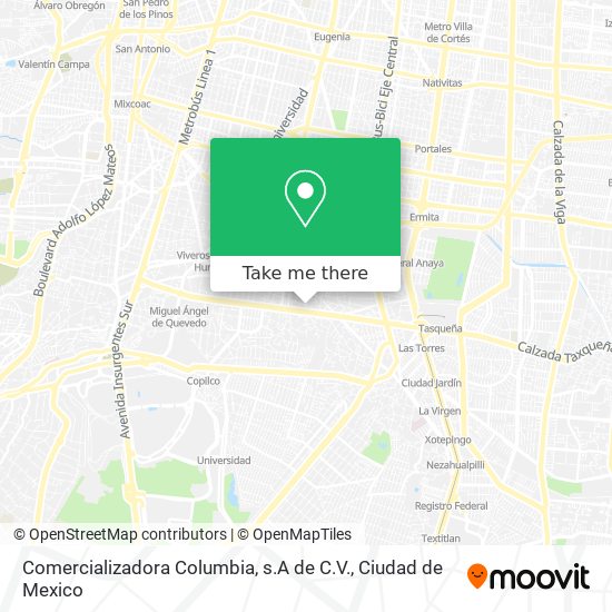 Mapa de Comercializadora Columbia, s.A de C.V.