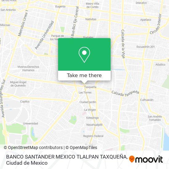 Mapa de BANCO SANTANDER MEXICO TLALPAN TAXQUEÑA