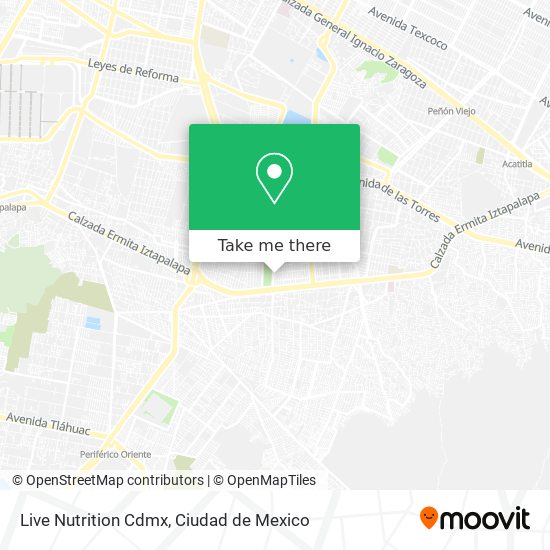 Mapa de Live Nutrition Cdmx