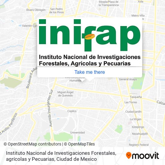 Instituto Nacional de Investigaciones Forestales, agrícolas y Pecuarias map