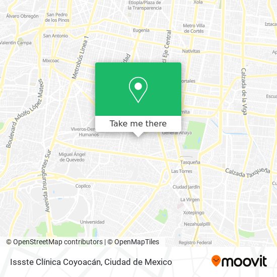 Mapa de Issste Clínica Coyoacán