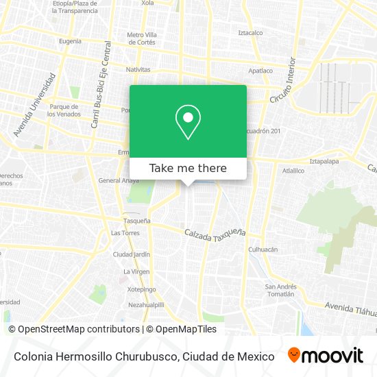 Colonia Hermosillo Churubusco map