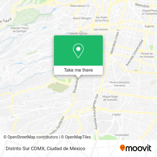 Mapa de Distrito Sur CDMX