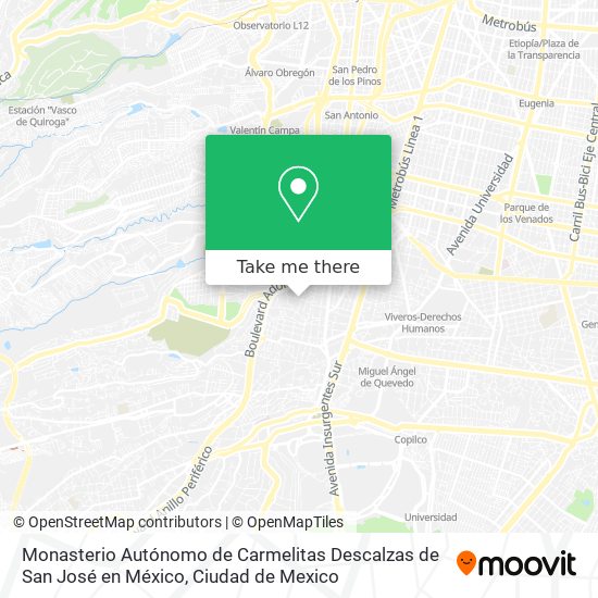 Monasterio Autónomo de Carmelitas Descalzas de San José en México map