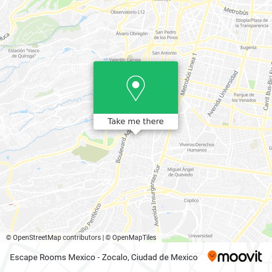 Escape Rooms Mexico - Zocalo map