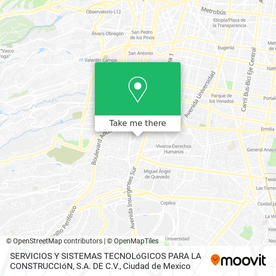 SERVICIOS Y SISTEMAS TECNOLóGICOS PARA LA CONSTRUCCIóN, S.A. DE C.V. map