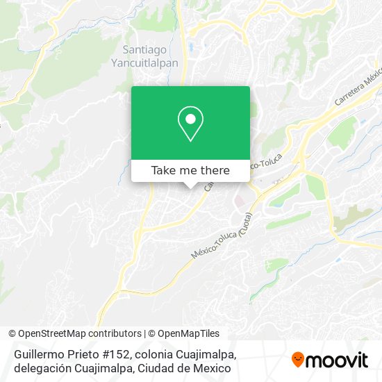 Mapa de Guillermo Prieto #152, colonia Cuajimalpa, delegación Cuajimalpa