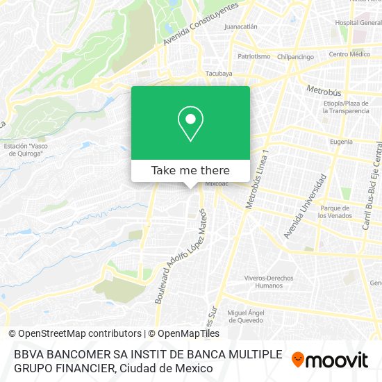 Mapa de BBVA BANCOMER SA INSTIT DE BANCA MULTIPLE GRUPO FINANCIER