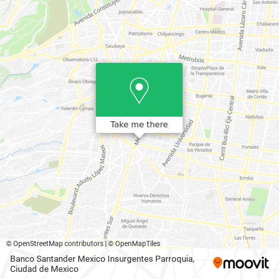 Mapa de Banco Santander Mexico Insurgentes Parroquia