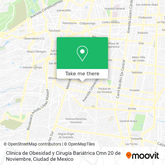 Clínica de Obesidad y Cirugía Bariátrica Cmn 20 de Noviembre map