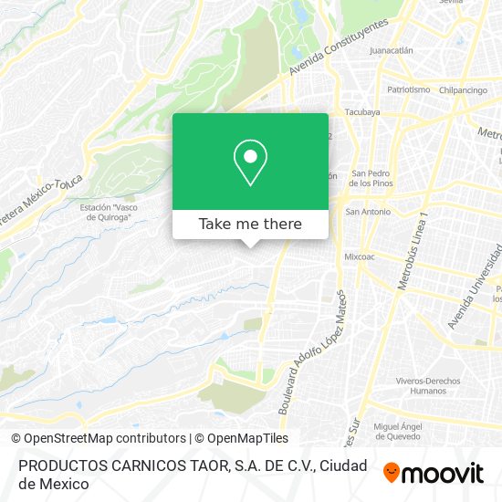 PRODUCTOS CARNICOS TAOR, S.A. DE C.V. map