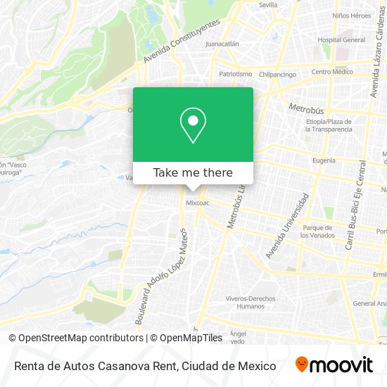 Mapa de Renta de Autos Casanova Rent