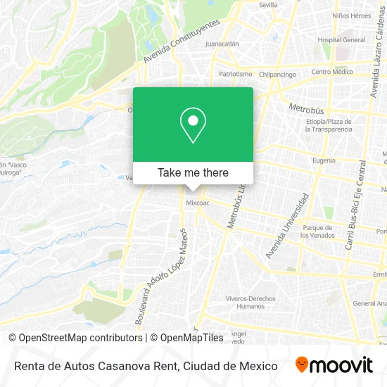 Renta de Autos Casanova Rent map