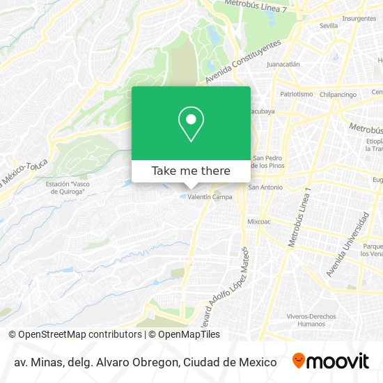 av. Minas, delg. Alvaro Obregon map