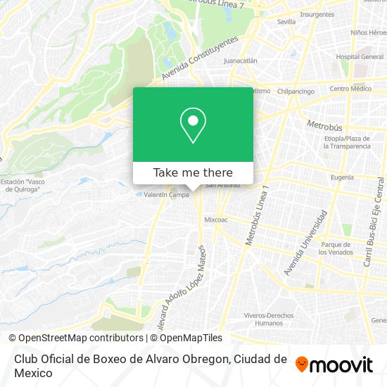 Club Oficial de Boxeo de Alvaro Obregon map
