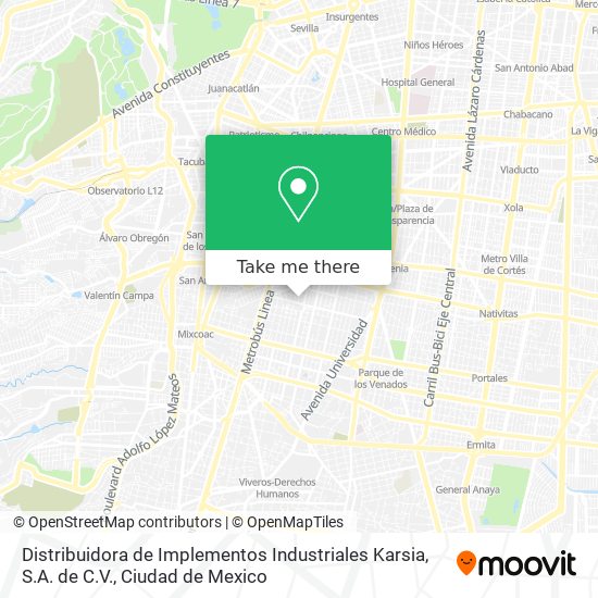 Mapa de Distribuidora de Implementos Industriales Karsia, S.A. de C.V.