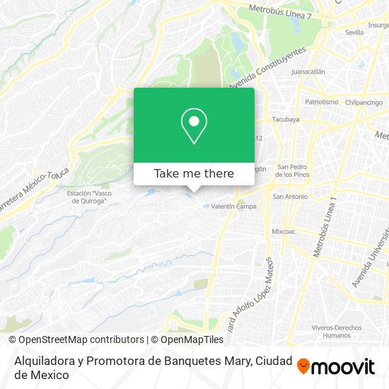 Mapa de Alquiladora y Promotora de Banquetes Mary