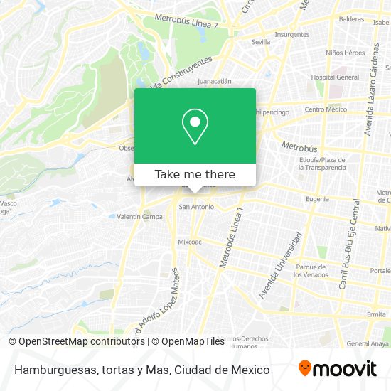 Mapa de Hamburguesas, tortas y Mas