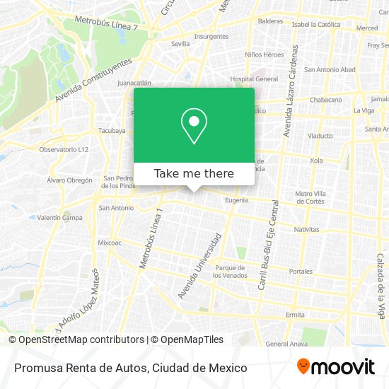 Mapa de Promusa Renta de Autos