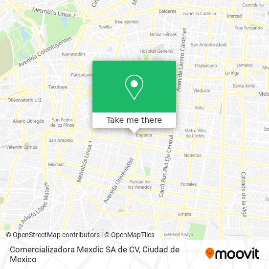 Mapa de Comercializadora Mexdic SA de CV